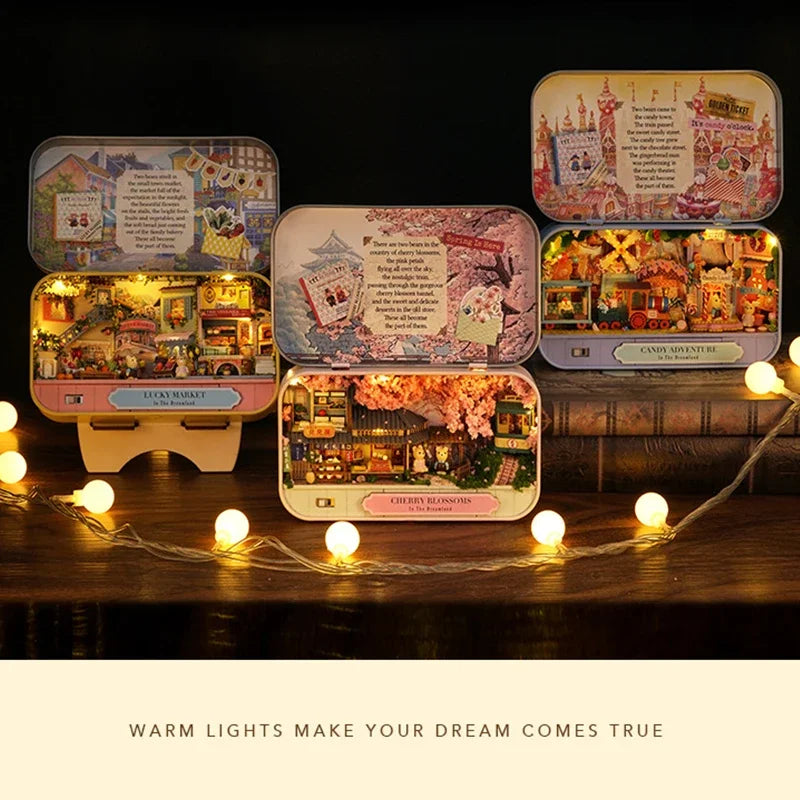 Box Theatre DIY Wooden DollHouses Miniature Box Cute Doll Houses 3D Puzzle Assemble Building Model Kits Toy For Birthday Gifts
