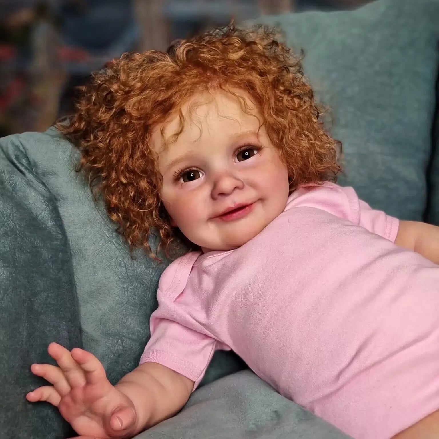 Reborn Doll 70cm Life Size Real Baby Doll Girl Realistic Silicone Reborn Baby Doll Heavy Red Curly Hair Doll Children Girls Gift