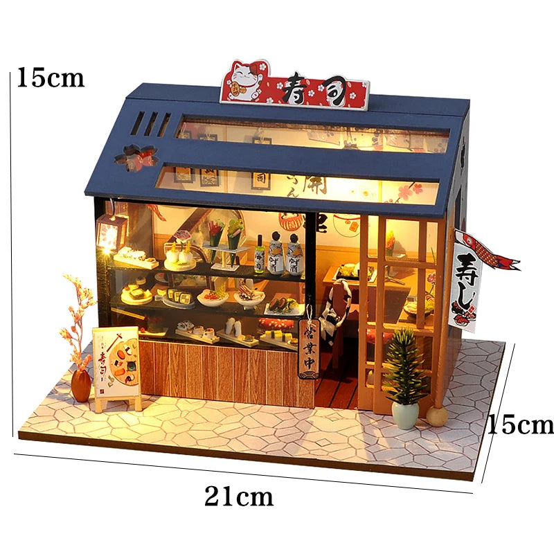 Wooden Doll House Casa Diy  Miniature Dollhouse 3D Puzzle Assembly Building Toys With Furniture LED Lights For Children Gifts