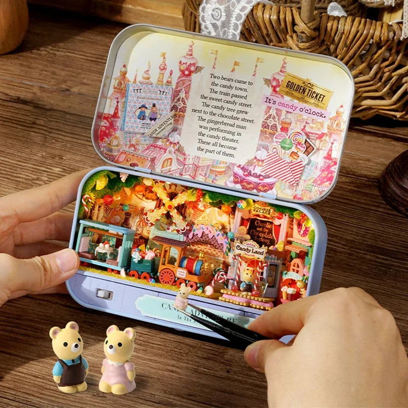 Box Theatre DIY Wooden DollHouses Miniature Box Cute Doll Houses 3D Puzzle Assemble Building Model Kits Toy For Birthday Gifts