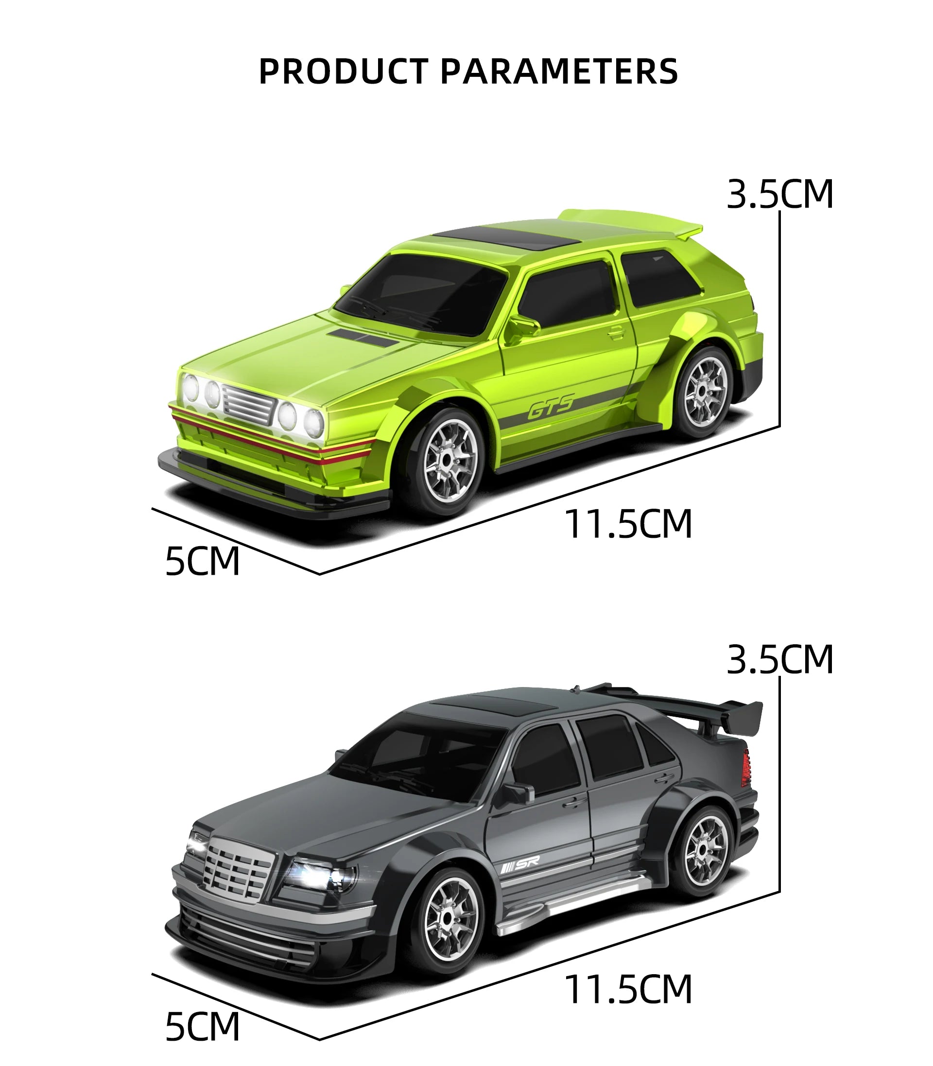 Rc Drift Car 1:43 Scale Full-Size 4WD 2.4g High-speed racing car with gyroscope, equipped with LED and rechargeable function