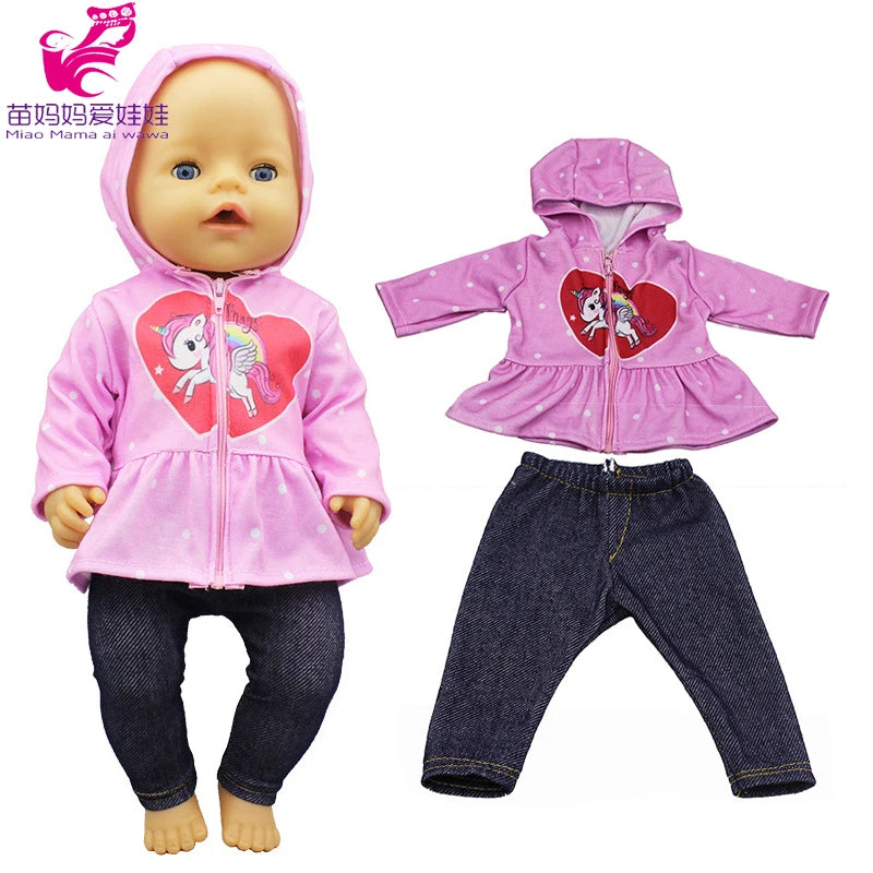 Reborn Baby Doll Winter Coat Pink Skirt 18 Inch Girl Dolls Clothes Jacket Children Xmas Gift Toys Wears