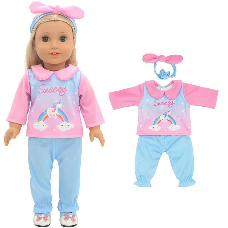 Reborn Baby Doll Winter Coat Pink Skirt 18 Inch Girl Dolls Clothes Jacket Children Xmas Gift Toys Wears