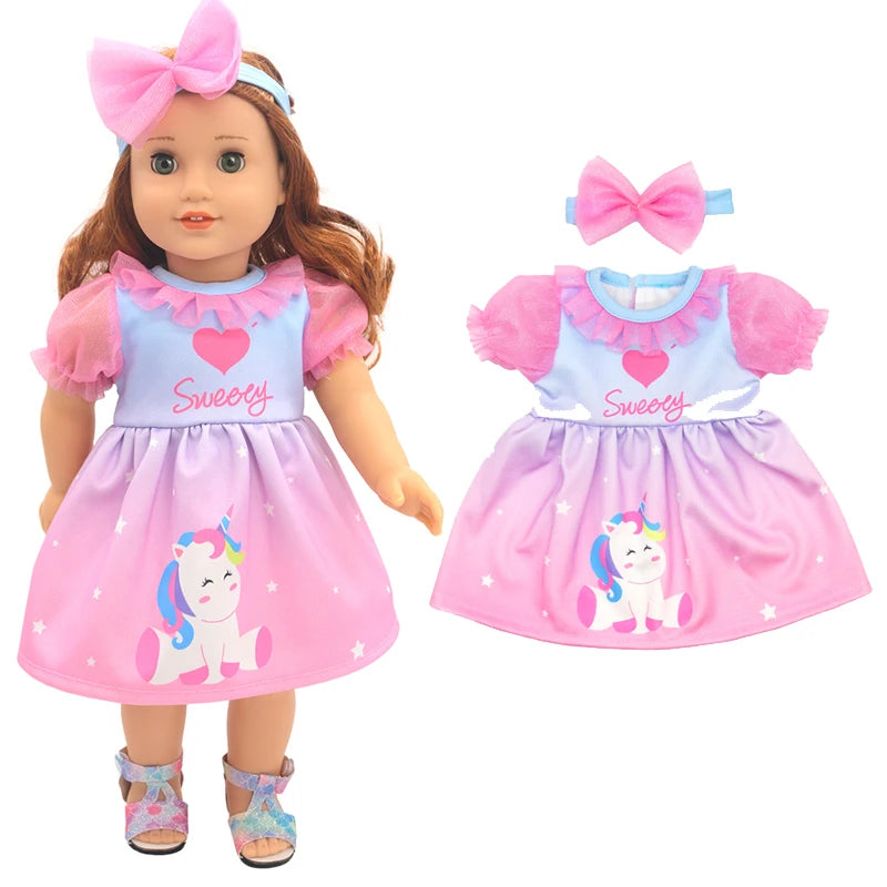Reborn Baby Doll Winter Coat Pink Skirt 18 Inch Girl Dolls Clothes Jacket Children Xmas Gift Toys Wears