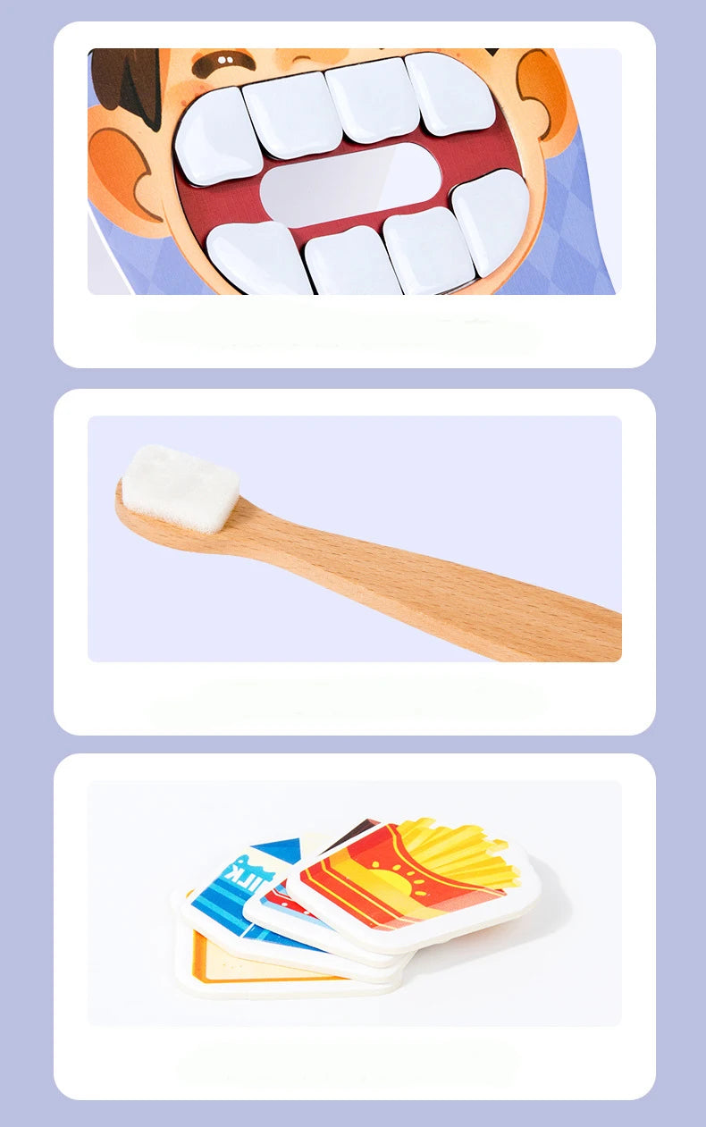 Montessori Parent-Child Interaction Simulation Brush Teeth Childhood Educational Toys Fine Motor Board Games Puzzle Toys For Kid