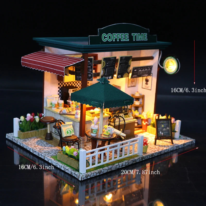Wooden Doll House Casa Diy  Miniature Dollhouse 3D Puzzle Assembly Building Toys With Furniture LED Lights For Children Gifts