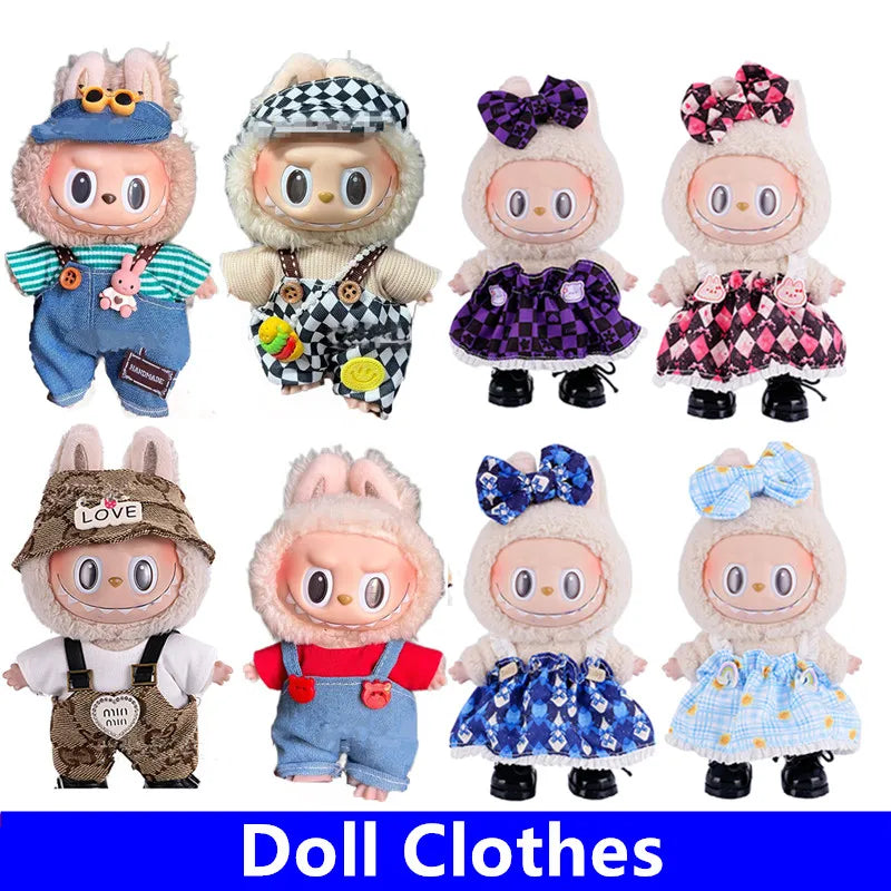 Doll Clothes for labubu outfit Plush doll clothes Macaron Cute Clothing DIY Kid Gift Dog Clothes Hair accessories v1 v2 clothes