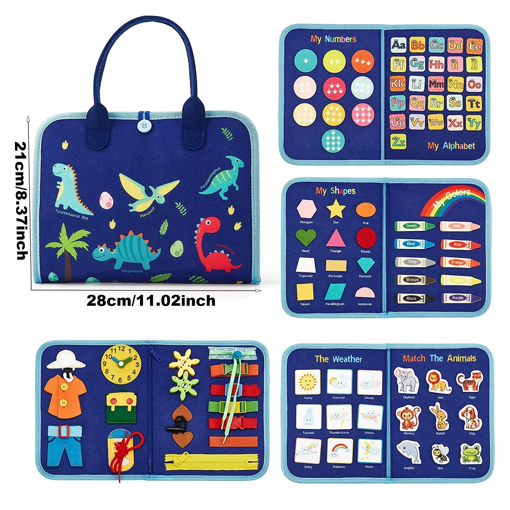 Montessori Toys Busy Board Toddler Sensory Activity Developing Board for Motor Skills， Educational Travel Activity Toys