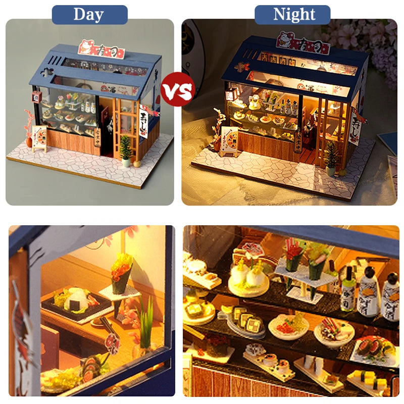 Wooden Doll House Casa Diy  Miniature Dollhouse 3D Puzzle Assembly Building Toys With Furniture LED Lights For Children Gifts