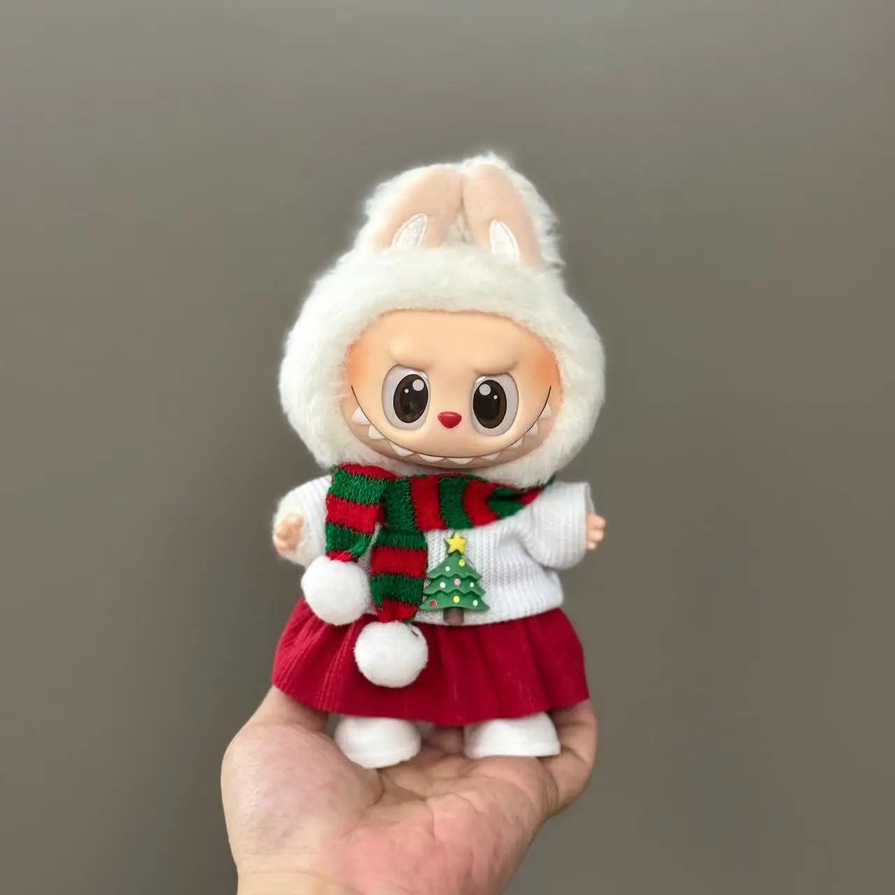 Doll Clothes For 15-17CM Labubu Clothing Merry Christmas Hat Scarf Elk Snowman Set Mini Plush Doll Accessory New Year Dress Gift