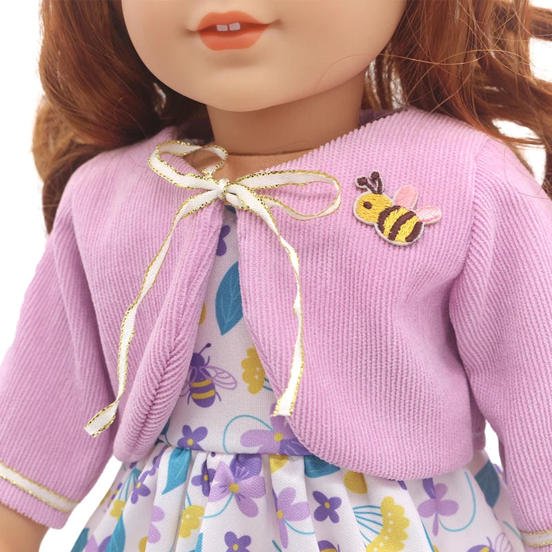 Reborn Baby Doll Winter Coat Pink Skirt 18 Inch Girl Dolls Clothes Jacket Children Xmas Gift Toys Wears