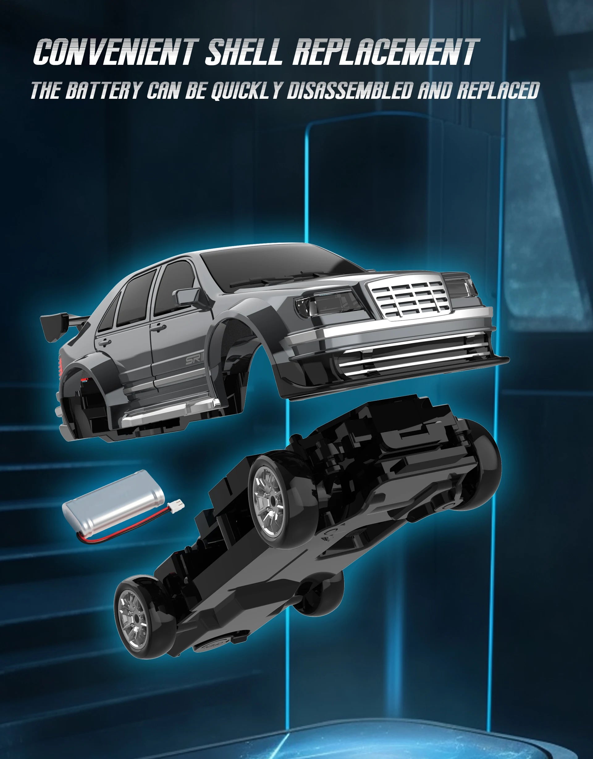 Rc Drift Car 1:43 Scale Full-Size 4WD 2.4g High-speed racing car with gyroscope, equipped with LED and rechargeable function