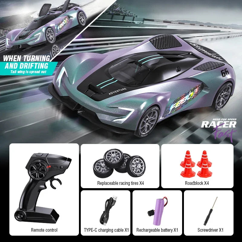 RC Car 2.4G 20km/h High-speed Drift Sports Cars with Light Music Racing Car Eletric Vehicle Model Toys for Boys Kids Xmas Gifts
