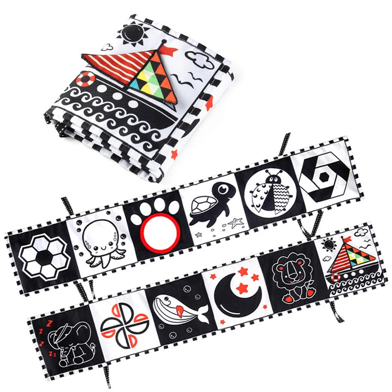 Baby Folding Visual Early Education Cloth Book Baby Early Learning Cloth Book Soothing Toys For 0+ Newborn Tearable Toy 1 PCS