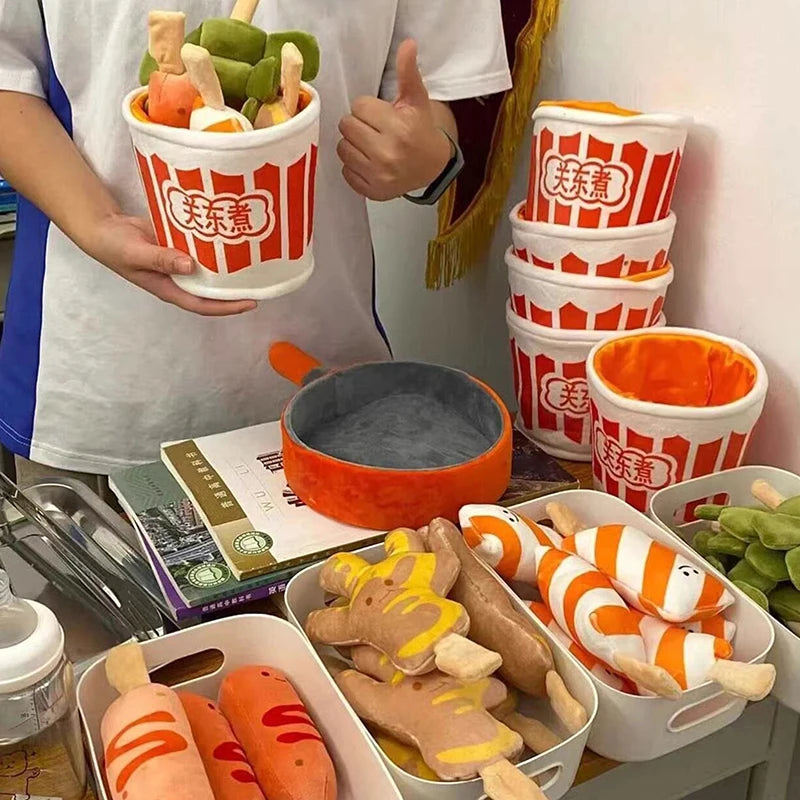 1 Piece Fast Foodies Soft Plush Toy For Boys Cute Small Stuffed Food Spicy Hot Pot Plush With Oden Design Creative Toys