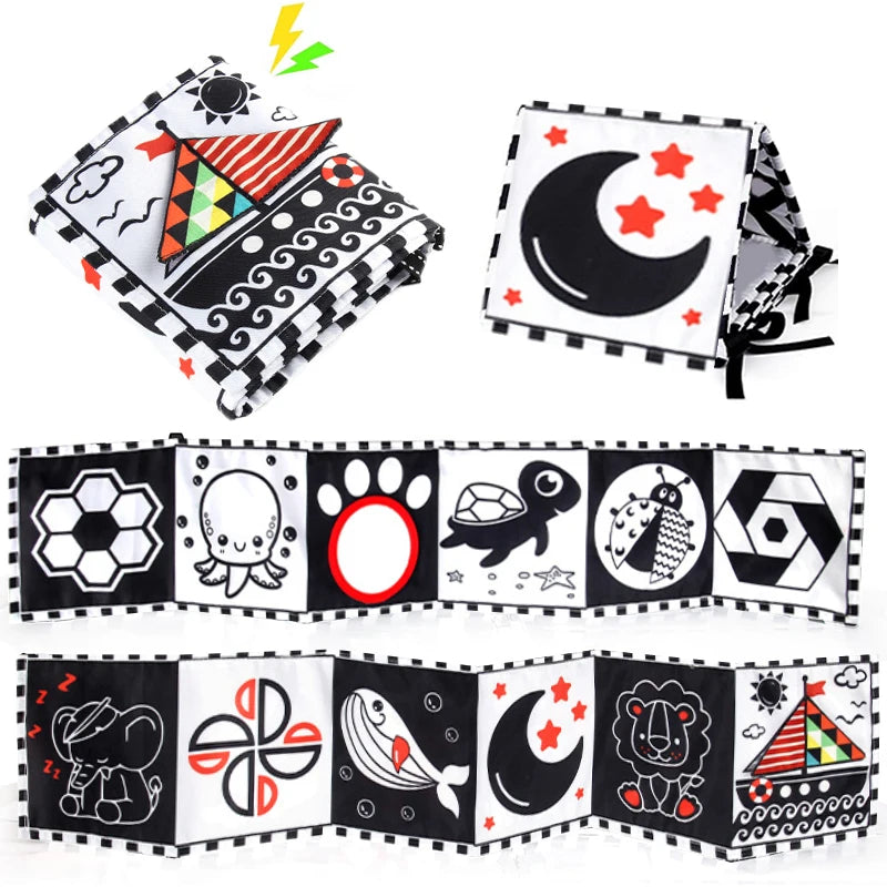 Baby Folding Visual Early Education Cloth Book Baby Early Learning Cloth Book Soothing Toys For 0+ Newborn Tearable Toy 1 PCS