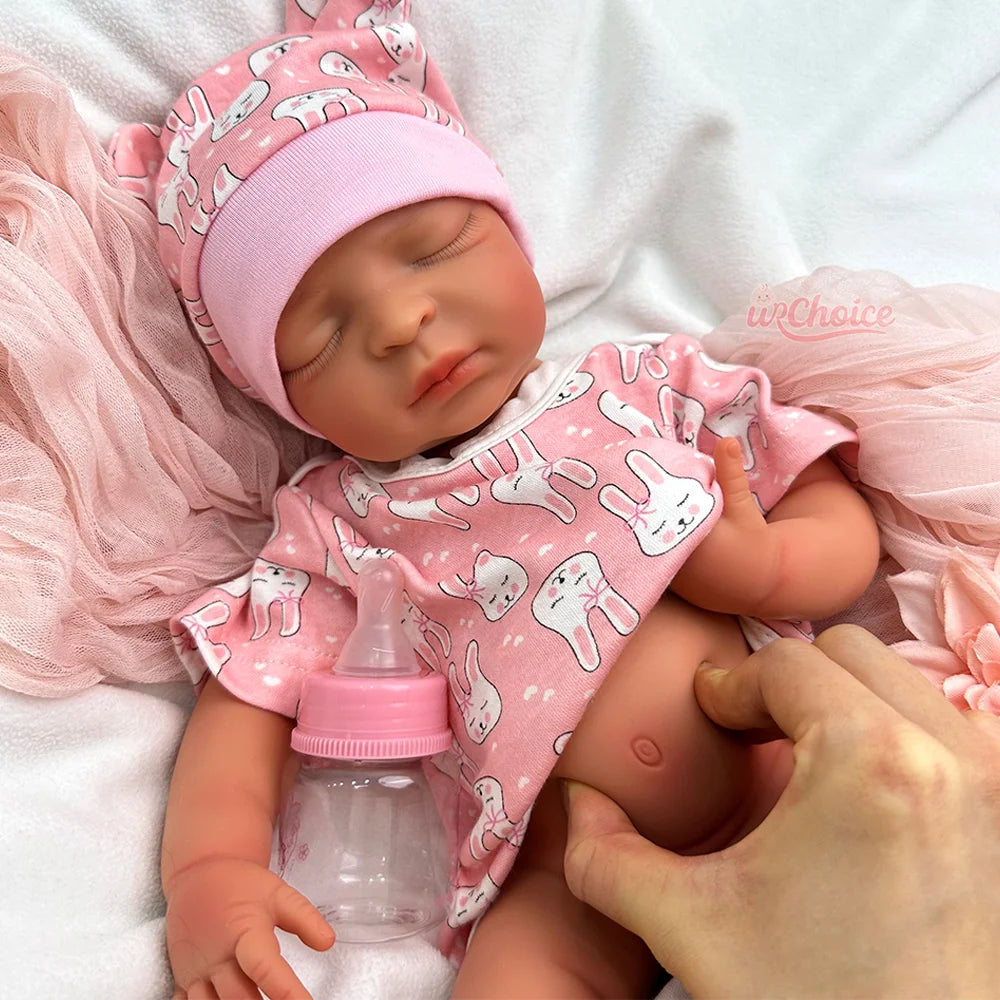 Reborn Baby Doll 17Inch Realistic Lifelike Weighted Girl Silicone Newborn Reborn Doll Can Take Bath Baby Toys For Kid'S Gift