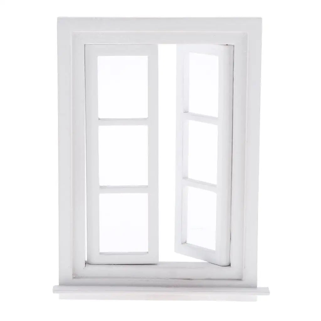 Doll House 6 Pane Window, Wooden Toy Square Wooden Window Model Miniature Room Accessory DIY Doll Houses