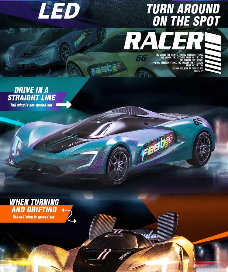 RC Car 2.4G 20km/h High-speed Drift Sports Cars with Light Music Racing Car Eletric Vehicle Model Toys for Boys Kids Xmas Gifts