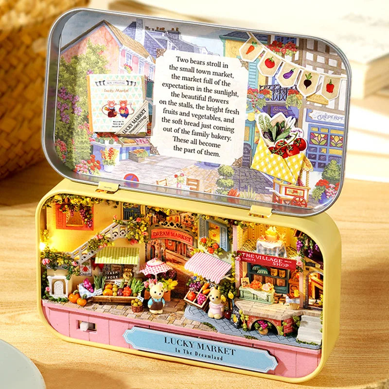 Box Theatre DIY Wooden DollHouses Miniature Box Cute Doll Houses 3D Puzzle Assemble Building Model Kits Toy For Birthday Gifts