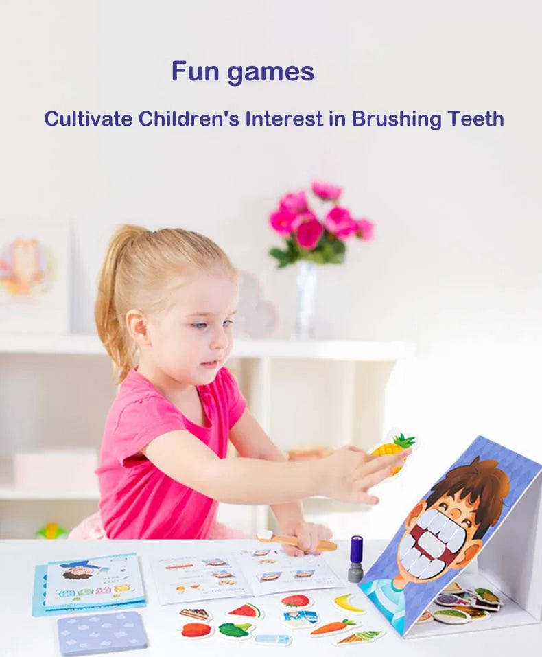 Montessori Parent-Child Interaction Simulation Brush Teeth Childhood Educational Toys Fine Motor Board Games Puzzle Toys For Kid