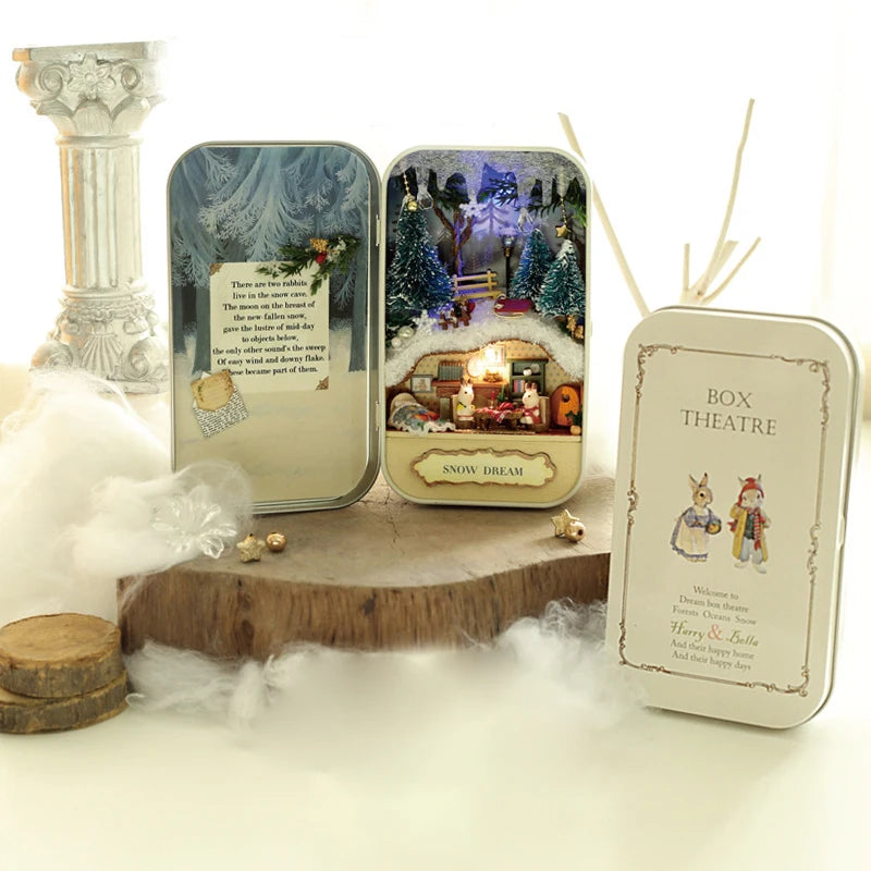 DIY Wood DollHouses Handmade Funny Box Theatre Miniature Box Cute Doll Houses Assemble Kits Gift Wooden Toys For Girls