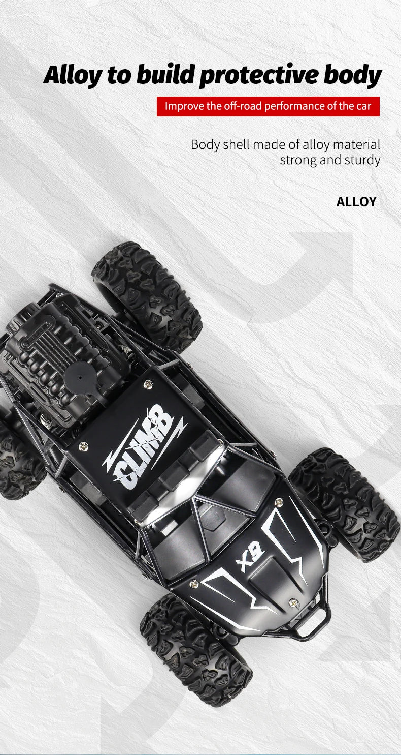 Rc Cars 1:18 2WD Off-Road RC Truck All Terrain 2.4G Electric RC Car High Speed 50KM/H Remote Control Car with LED Lights Kid Toy