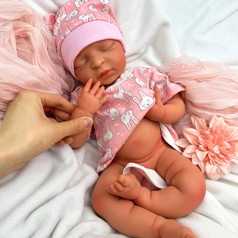 Reborn Baby Doll 17Inch Realistic Lifelike Weighted Girl Silicone Newborn Reborn Doll Can Take Bath Baby Toys For Kid'S Gift