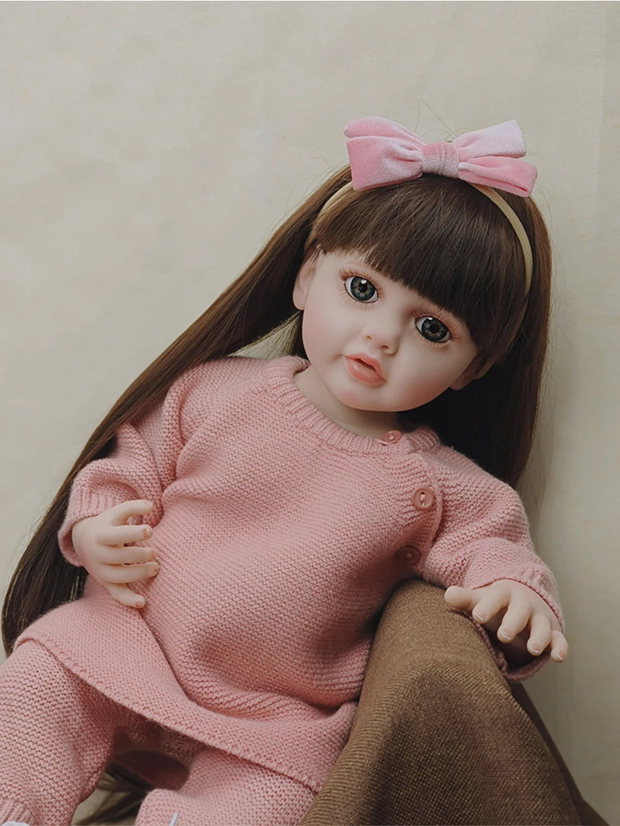 Reborn Baby Doll 55cm Little Girl Baby Full Body Silicon For Girls Newborn Doll Toddler Fashion Cute Toy Birthday Gift