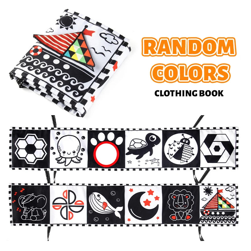 Baby Folding Visual Early Education Cloth Book Baby Early Learning Cloth Book Soothing Toys For 0+ Newborn Tearable Toy 1 PCS
