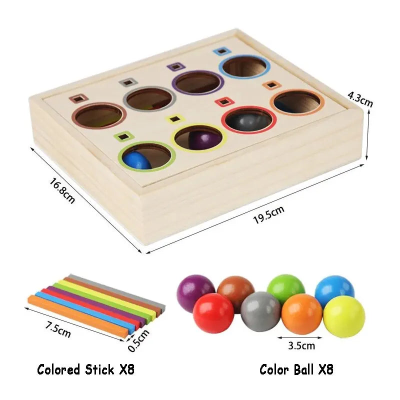 Baby Rainbow Ball Matching Montessori Wooden Toy Color Sorting Cognitive Sensory Game Fine Motor Training Early Educational Toys