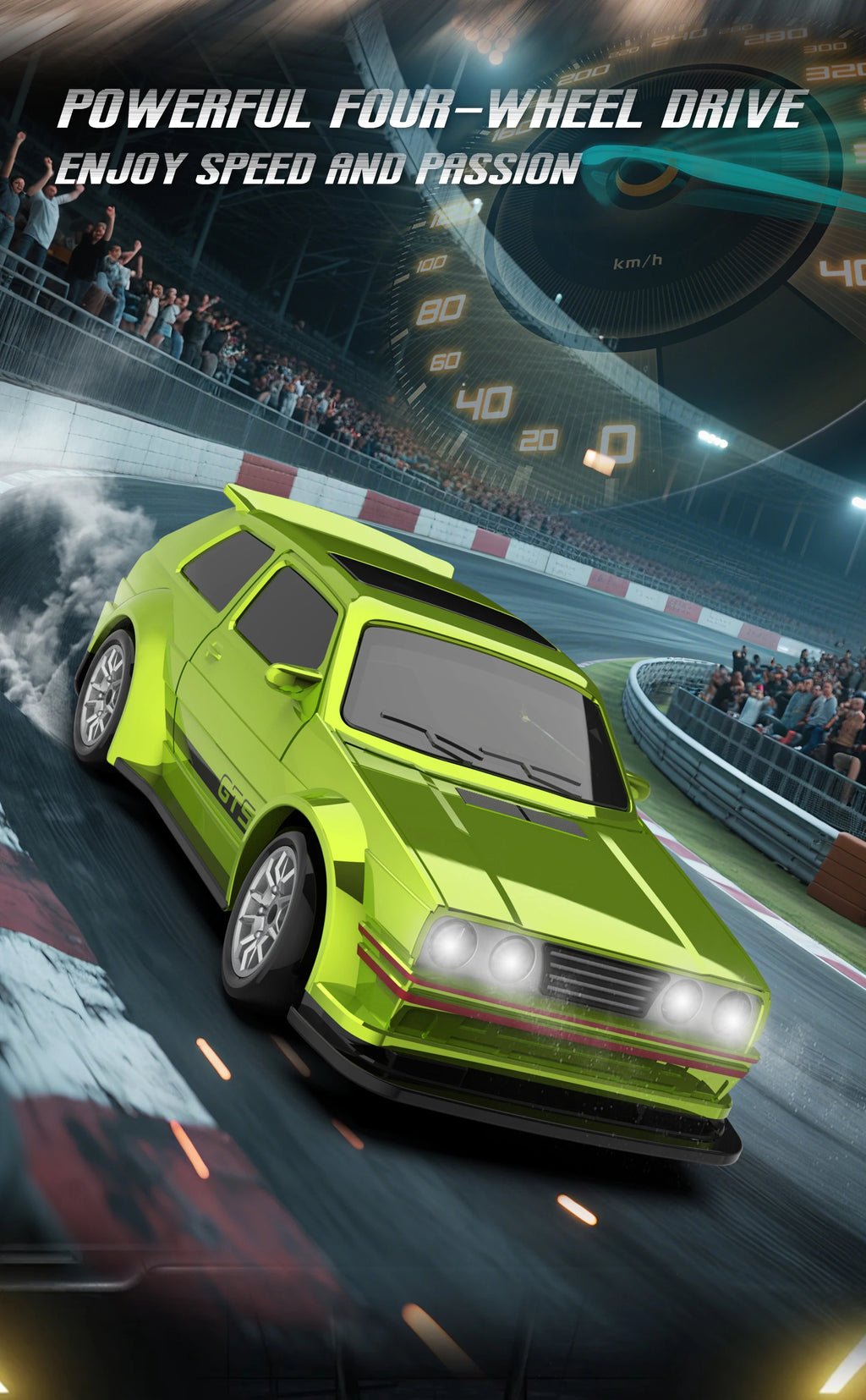 Rc Drift Car 1:43 Scale Full-Size 4WD 2.4g High-speed racing car with gyroscope, equipped with LED and rechargeable function