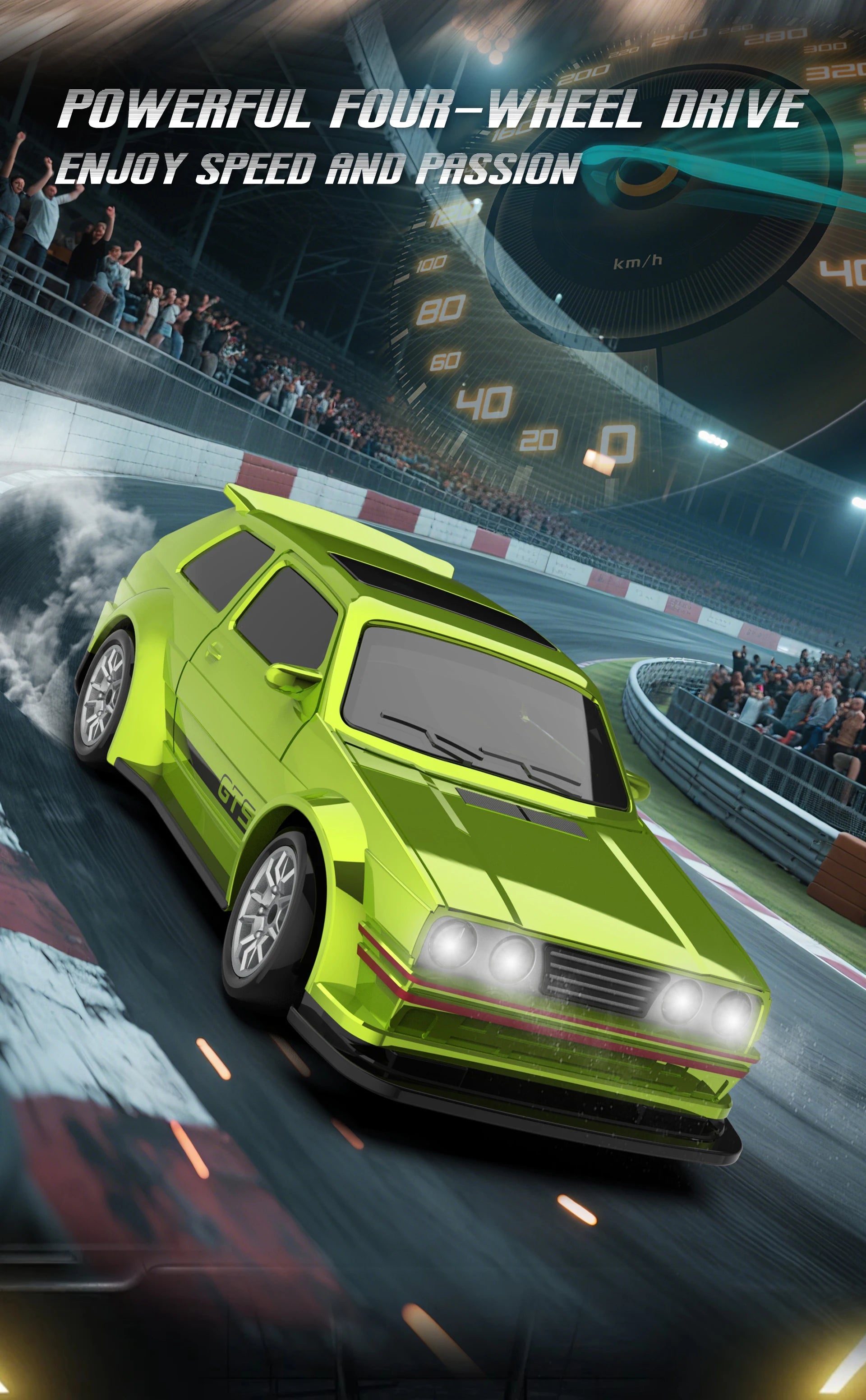 Rc Drift Car 1:43 Scale Full-Size 4WD 2.4g High-speed racing car with gyroscope, equipped with LED and rechargeable function