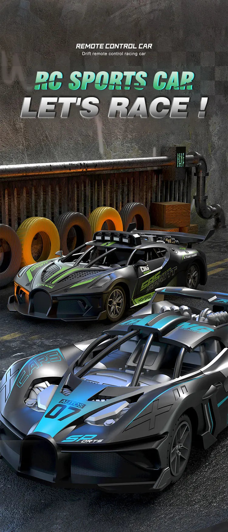 Rc Car 4Ch High-Speed Remote Control Drift Racing Car Electric Sportscar Toy Vehicle Model Toys for Boys Kids Birthday Gift