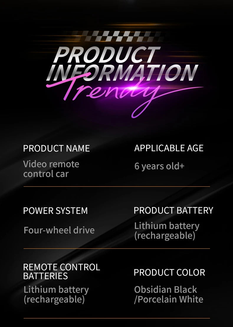 RC Cars 911S  - 4K HD Camera 4.3-inch Screen One Click Drif, Camera Lifting Design, LED Lighting Drift HD Video Kids RC Vehicle