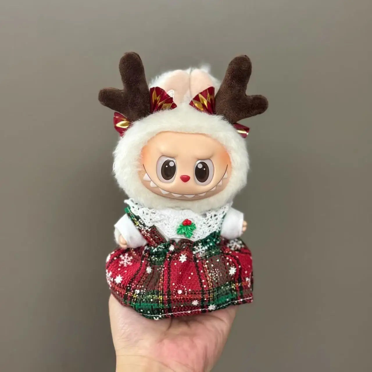 Doll Clothes For 15-17CM Labubu Clothing Merry Christmas Hat Scarf Elk Snowman Set Mini Plush Doll Accessory New Year Dress Gift