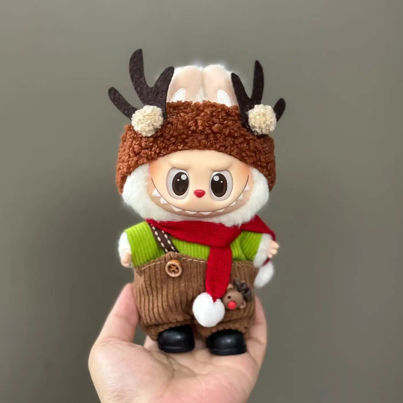 Doll Clothes For 15-17CM Labubu Clothing Merry Christmas Hat Scarf Elk Snowman Set Mini Plush Doll Accessory New Year Dress Gift