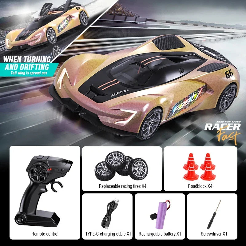 RC Car 2.4G 20km/h High-speed Drift Sports Cars with Light Music Racing Car Eletric Vehicle Model Toys for Boys Kids Xmas Gifts