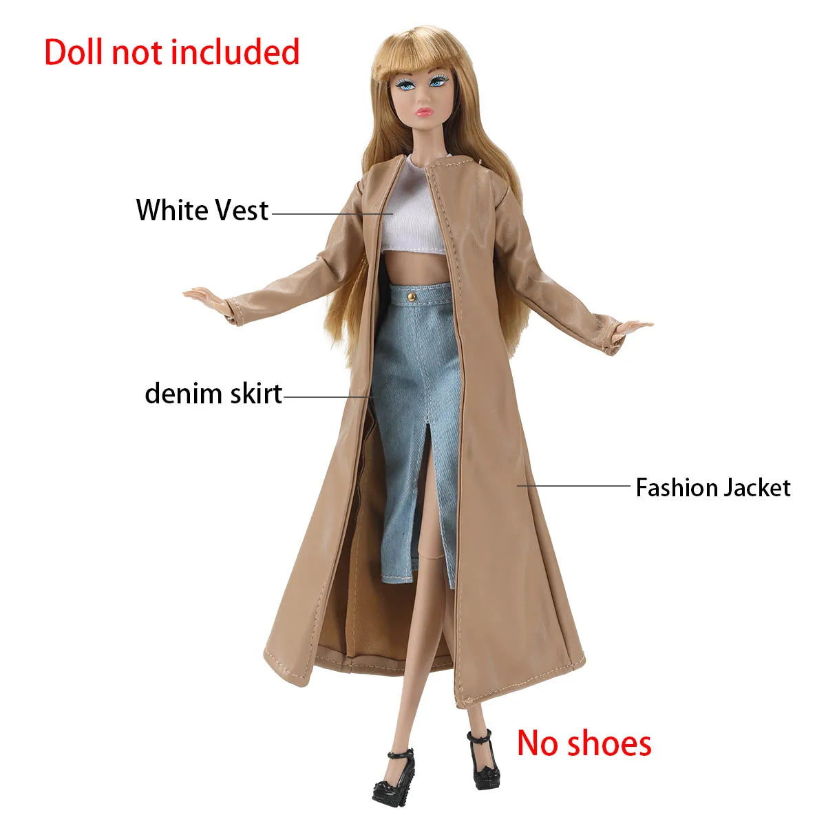 30cm Supermodel Doll Clothes Elegant/Mature Women Dress Up Fashion Leather Jacket+Vest+Skirt Set For 1/6 Doll Career Girls Wear